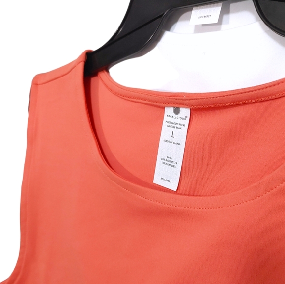 Yogalicious 2 Pc White Apricot Orange Nicki Muscle Crop Tank Tops Womens Size L - Picture 5 of 10